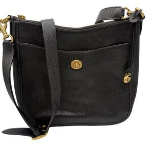 Coach Pebble Leather Chaise Crossbody Bag. Black with Gold Accents